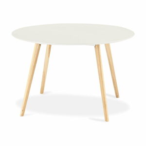 Bílý jídelní stůl s přírodními nohami Furnhouse Life, Ø 120 cm