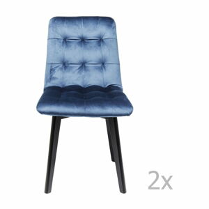 Sada 2 modrých kožených jídelních židlí Kare Design Moritz