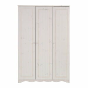 Bílá třídveřová šatní skříň z masivního borovicového dřeva Støraa Amanda