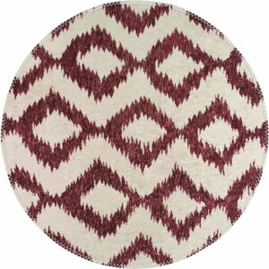 Vínovo-bílý pratelný kulatý koberec ø 80 cm – Vitaus