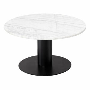 Bílý mramorový konferenční stolek s podnožím v černé barvě RGE Pepo, ⌀ 85 cm