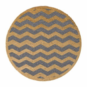 Šedá kulatá rohožka z přírodního kokosového vlákna Artsy Doormats Chevron, ⌀ 70 cm