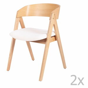 Sada 2 jídelních židlí z kaučukovníkového dřeva s bílým podsedákem sømcasa Rina
