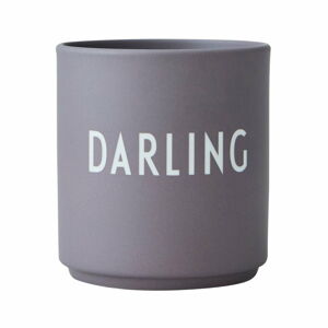Šedý porcelánový šálek Design Letters Darling, 300 ml