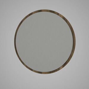 Kulaté nástěnné zrcadlo v hnědém rámu Glob, ⌀ 59 cm