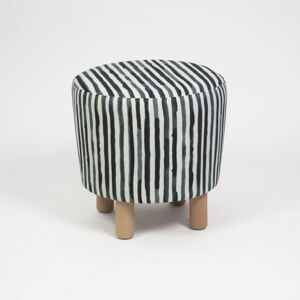 Černobílý taburet s dřevěnými nohami Cono Railey, ⌀ 41 cm