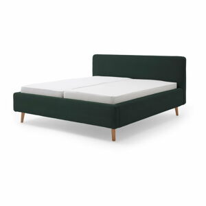 Zelená manšestrová postel s roštem a úložným prostorem Meise Möbel Mattis Cord, 140 x 200 cm