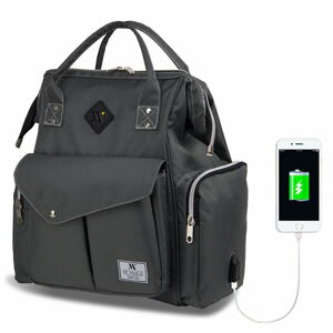 Antracitový batoh pro maminky s USB portem My Valice HAPPY MOM Baby Care Backpack