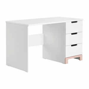 Bílo-růžový psací stůl Pinio Mini, délka 120 cm