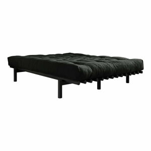Dvoulůžková postel z borovicového dřeva s matrací Karup Design Pace Double Latex Black/Black, 160 x 200 cm