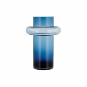 Tmavě modrá skleněná váza Lyngby Glas Tube, výška 30 cm