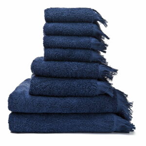 Sada 6 modrých ručníků a 2 osušek ze 100% bavlny Bonami