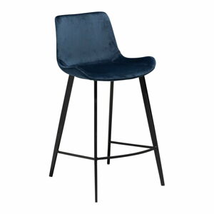 Tmavě modrá barová židle DAN–FORM Denmark Hype Velvet, výška 91 cm
