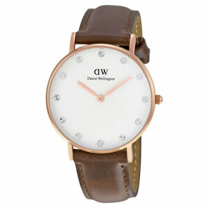 Dámské hodinky s koženým řemínkem a ciferníkem růžovozlaté barvy Daniel Wellington St Mawes, ⌀ 34 mm