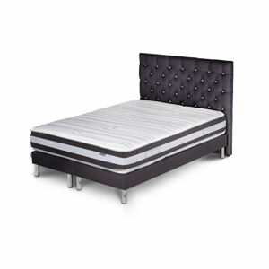 Tmavě šedá postel s matrací a dvojitým boxspringem Stella Cadente Maison Mars Dahla, 180 x 200  cm