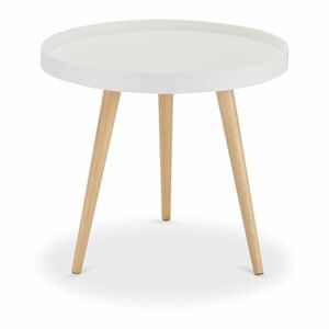 Bílý konferenční stolek s nohami z bukového dřeva Furnhouse Opus, Ø 50 cm