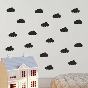 Sada černých samolepek na zeď North Carolina Scandinavian Home Decors Cloudy