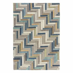 Šedo-modrý vlněný koberec Flair Rugs Russo, 120 x 170 cm