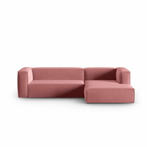 Růžová sametová rohová pohovka Mackay – Cosmopolitan Design
