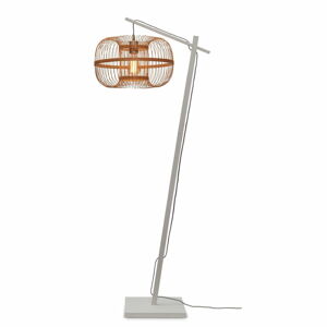 Stojací lampa s kovovým stínidlem v bílo-přírodní barvě (výška 150 cm) Hokkaido – Good&Mojo