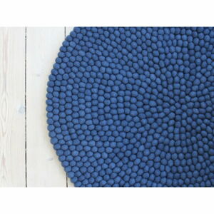 Modrý kuličkový vlněný koberec Wooldot Ball Rugs, ⌀ 90 cm