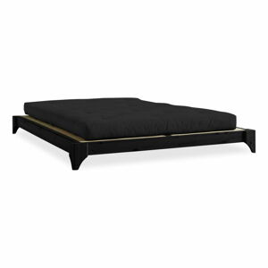 Dvoulůžková postel z borovicového dřeva s matrací a tatami Karup Design Elan Double Latex Black/Black, 180 x 200 cm