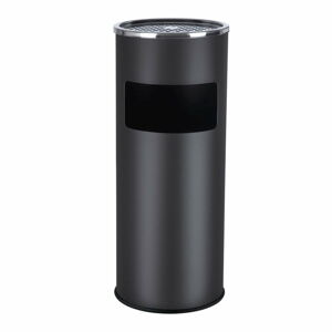 Černý kovový odpadkový koš s popelníkem Songmics