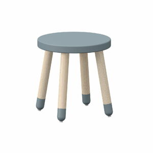 Modrá dětská stolička s nohami z jasanového dřeva Flexa Play, ø 30 cm