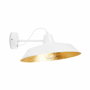 Bílé nástěnné svítidlo s detailem ve zlaté barvě Bulb Attack Cinco Basic