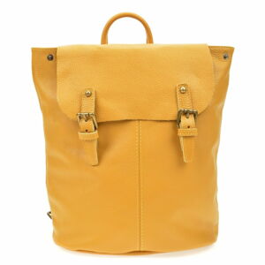 Žlutý kožený batoh Roberta M, 34.5 x 33 cm