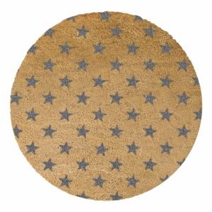 Šedá kulatá rohožka z přírodního kokosového vlákna Artsy Doormats Stars, ⌀ 70 cm