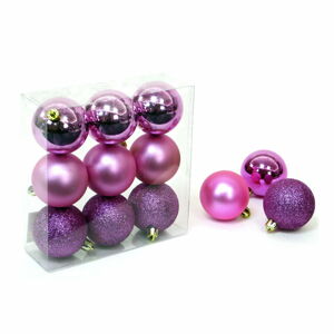 Sada 9 vánočních ozdob v růžovo-fialové barvě Unimasa Caja