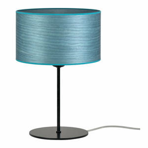 Modrá stolní lampa z přírodní dýhy Bulb Attack Ocho S, ⌀ 25 cm