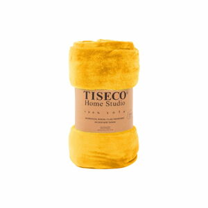Okrově žlutý přehoz z mikroplyše na dvoulůžko 220x240 cm Cosy - Tiseco Home Studio
