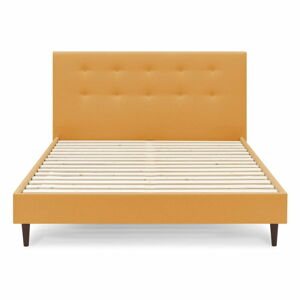 Žlutá dvoulůžková postel Bobochic Paris Rory Dark, 160 x 200 cm
