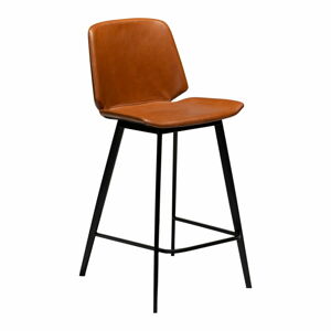 Koňakově hnědá barová židle z eko kůže DAN–FORM Denmark Swing, výška 94 cm
