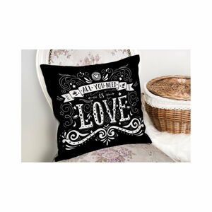 Povlak na polštář s příměsí bavlny Minimalist Cushion Covers Black Love, 45 x 45 cm