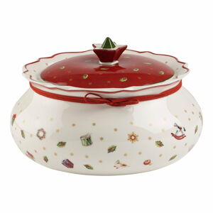 Červeno-bílá porcelánová nádoba na potraviny Villeroy & Boch, výška 14,4 cm