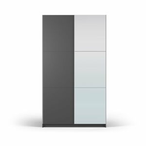Tmavě šedá šatní skříň se zrcadlem a s posuvnými dveřmi 122x215 cm Lisburn - Cosmopolitan Design