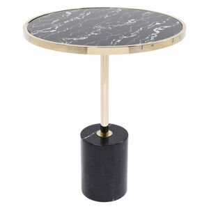 Černý odkládací stolek s podnožím ve zlaté barvě Kare Design San Remo Base, ø 46 cm