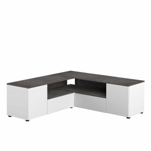 Šedo-bílý TV stolek v dekoru betonu 130x46 cm Angle – TemaHome