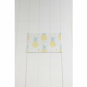 Bílo-žlutá koupelnová předložka Tropica Ananas, 60 x 40 cm