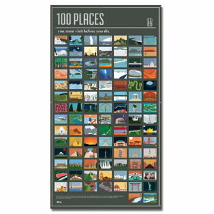 Plakát DOIY 100 Places You Must Visit, 54,5 x 98 cm