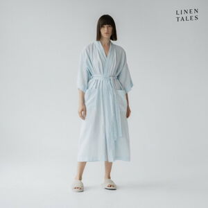 Světle modrý lněný župan velikost L/XL Summer – Linen Tales