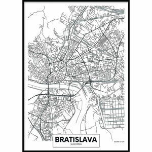 Nástěnný plakát v rámu MAP/BRATISLAVA, 50 x 70 cm