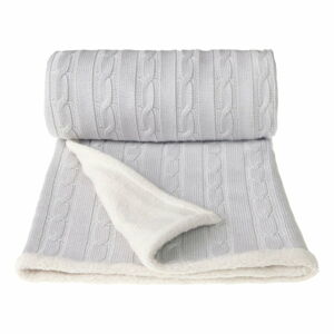 Šedá pletená dětská deka s podílem bavlny T-TOMI Winter, 80 x 100 cm