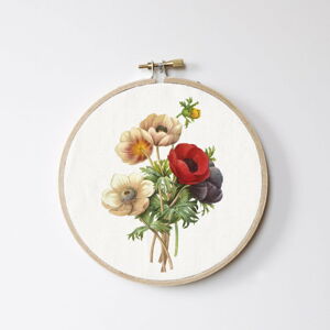Nástěnná dekorace Surdic Stitch Hoop Flowers, ⌀ 27 cm