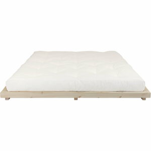 Dvoulůžková postel z borovicového dřeva s matrací Karup Design Dock Comfort Mat Natural Clear/Natural, 160 x 200 cm