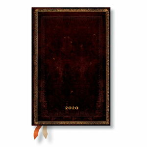 Hnědý diář na rok 2020 v tvrdé vazbě Paperblanks Black Morrocan, 160 stran