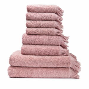 Sada 6 růžových ručníků a 2 osušek ze 100% bavlny Bonami